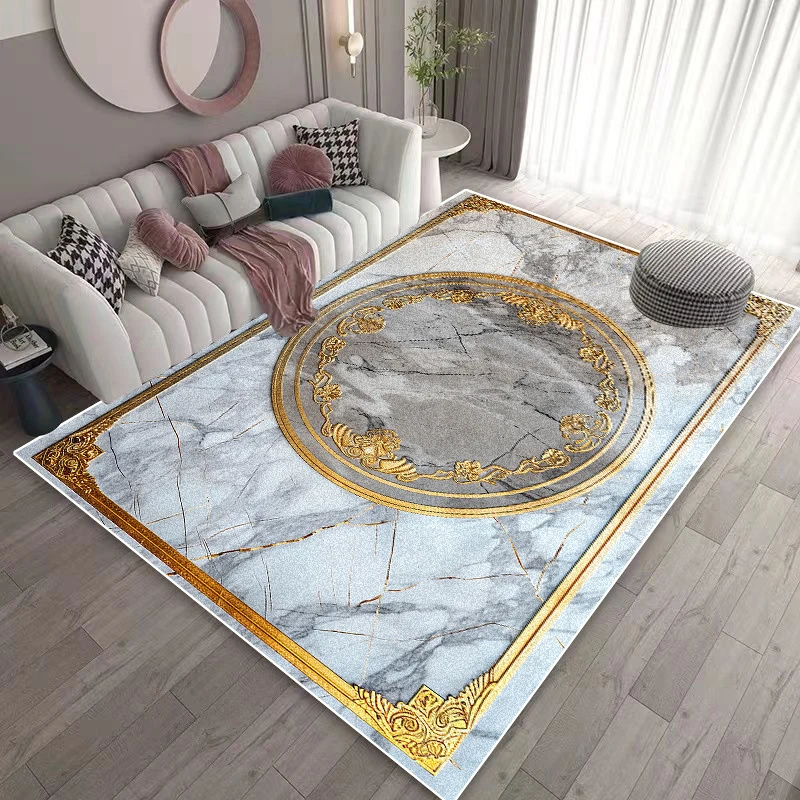 Nordic Light Luxury Carpet Living Room White Gold Color Decoration Sofa Area Non-slip Floor Mat Home Bedroom Hallway Soft Rugs