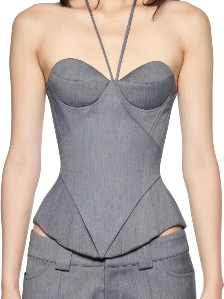 

Женский повседневный облегающий корсет Y2K с кружевной шнуровкой на шее, топ-корсет с кружевной шнуровкой и эффектом «рыбья кость», для клуба и вечеринок, новинка 2026 года, женский пляжный топ для отпуска