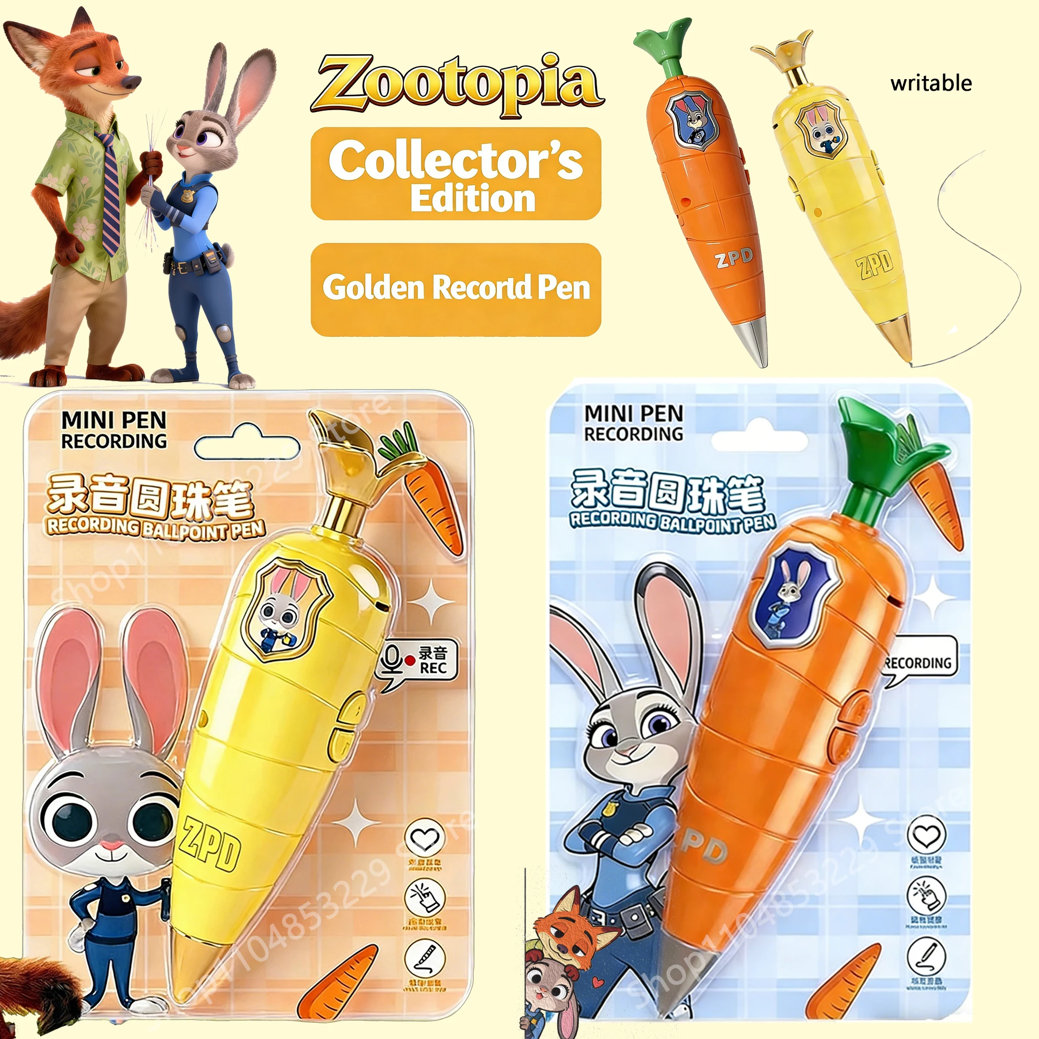 

Collector's Edition Zootopia 2 Carrot Recorder Pen (мини-рекордер на (60 секунд) | Тематическая Джуди Ника 2-в-1 | Подарок реквизита для косплея из фильма