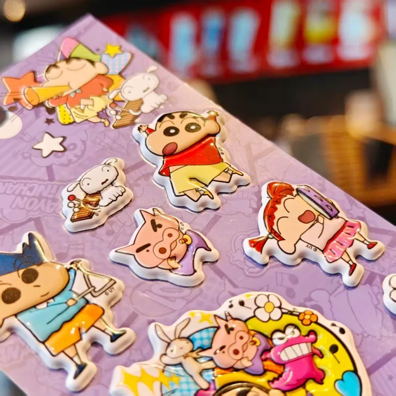 1 sheet Crayon Shin Chan 3D Double-Layer Cotton Bubble Sticker Cute DIY Phone Case Decoration Sticker Aesthetic School Sationery