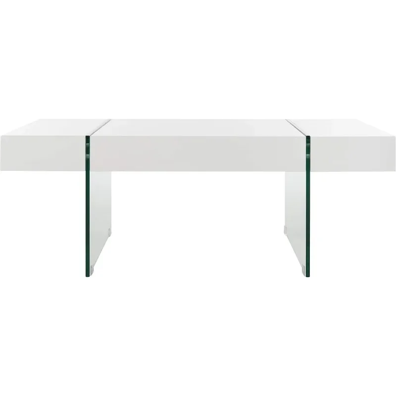 Mesa de centro Home Jacob branca e com perna de vidro - 23,6"P x 43,3"L x 15,7"H