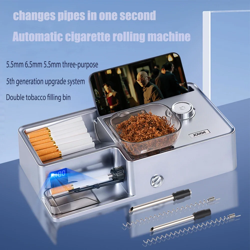 

5.5/6.5/8mm Double Tobacco Filling Bin Cigarette Rolling Machine with Infrared Sensing Adjustable Tobacco Density Smoking Tools