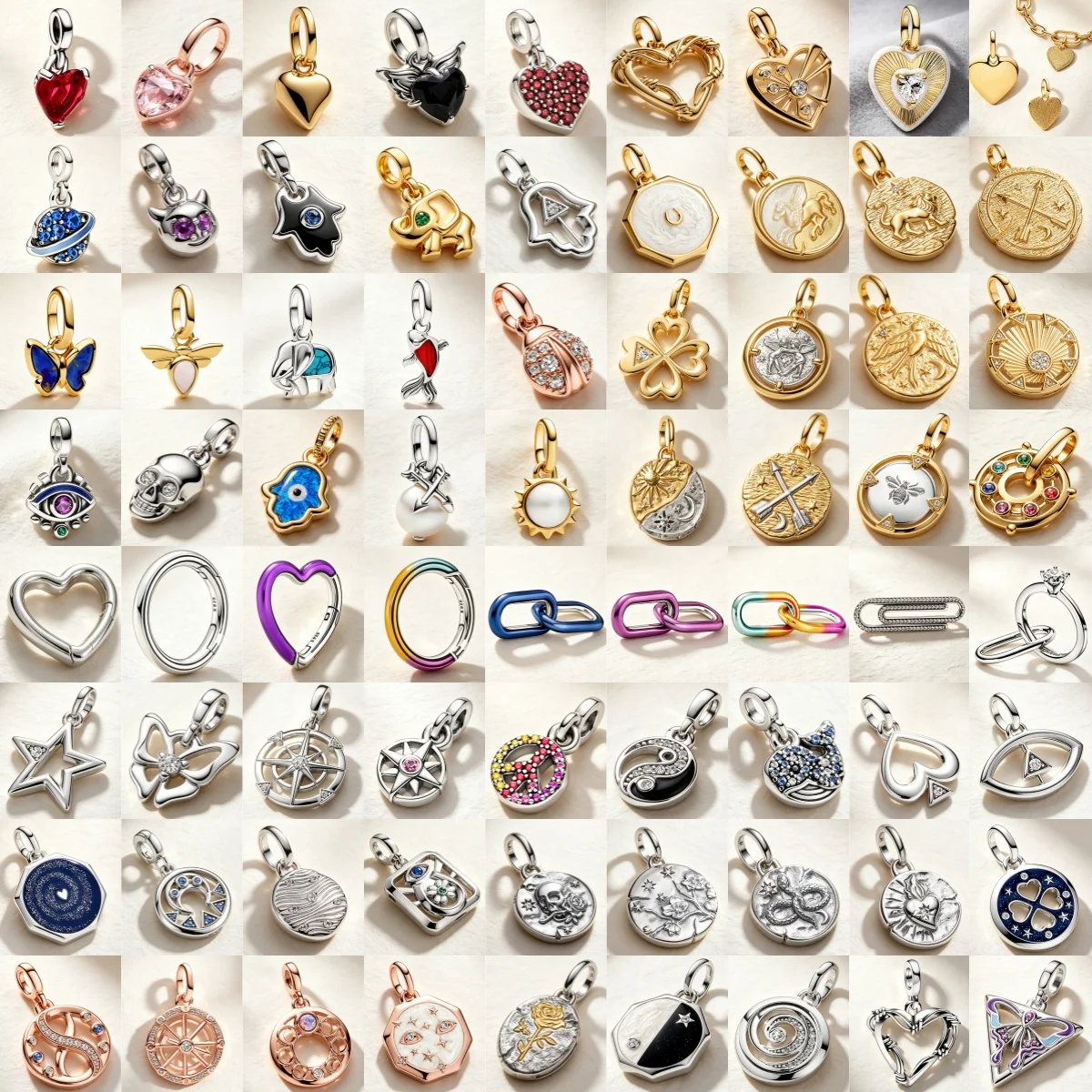 Nova Série de Acessórios para Pulseira ME em Prata 925: Mini Berloque Lua Crescente, Elefante e Osso da Sorte, Compatível com Pulseiras Originais Pandora ME.
