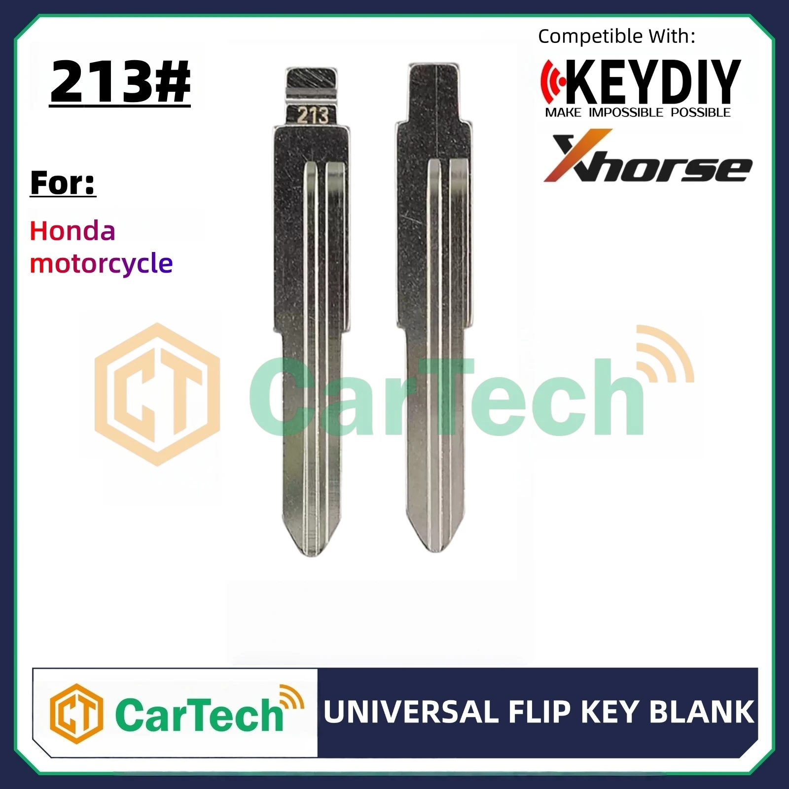 Cartech 213# Uncut Flip Blank Key Blade for KEYDIY KD XHORSE Remote Fit HONDA MOTORCYCLE Motorbike Scooter