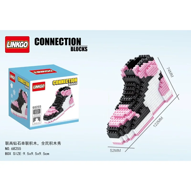 Blocs de construction de connexion de chaussures, Puzzle de chaussures Linkgo, bricolage assemblé en diamant, Mini figurine en brique, jouets pour enfants, cadeau d'anniversaire