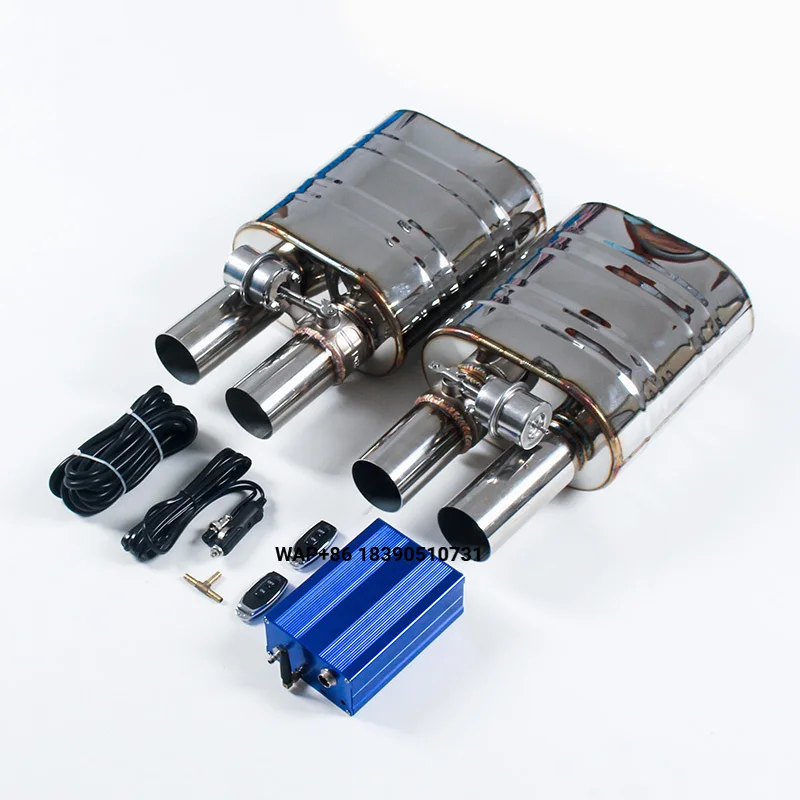 Universal Car Cutout Exhaust H Type 1 Inlet 2 Outlet Vacuum Valvetronic Muffler 2 in 1 for Racing Car Sound Effect Performance