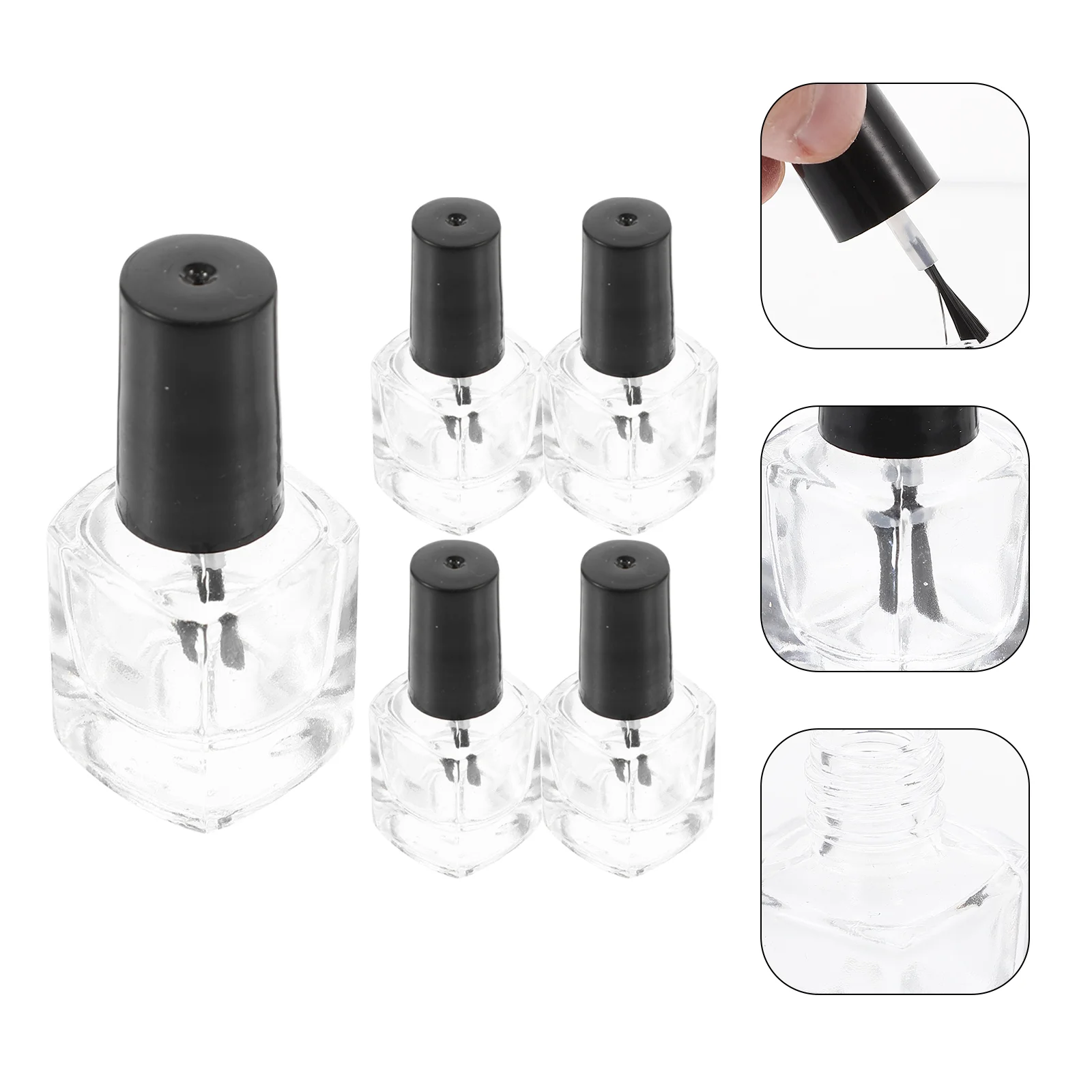 

5 Pcs/pack Empty Nail Polish Bottles with Brush 5ml Gel for Nails Container Clear