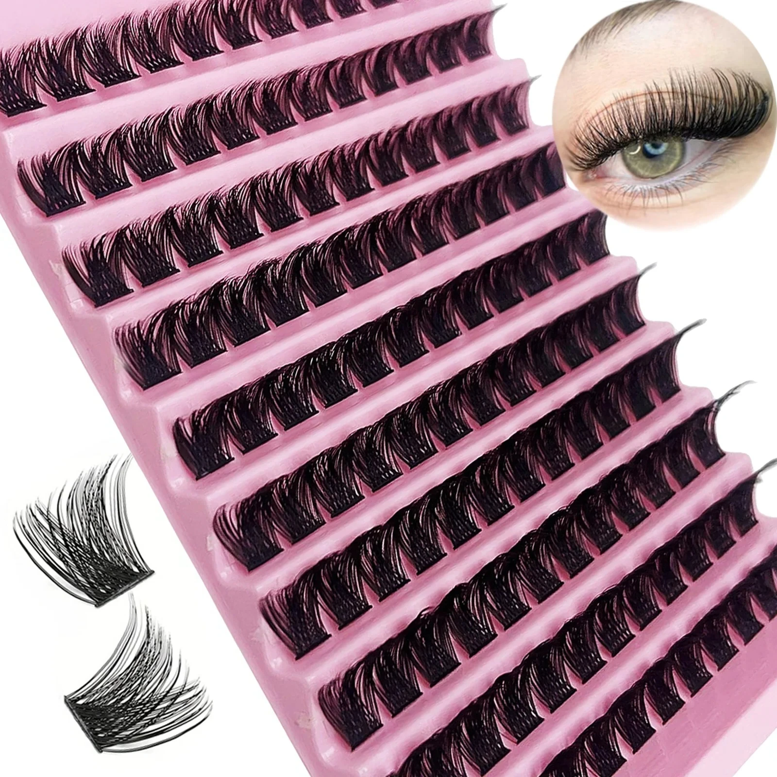 D Curl Lash Clusters Fluffy Individual Eyelash Extensions DIY Self Graft Cluster Lashes For Daily Makeup