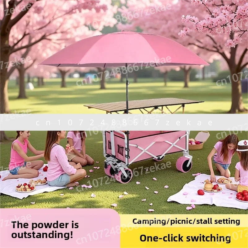 

Pink camper stall trolley foldable portable picnic camp cart A must for outdoor camping stalls