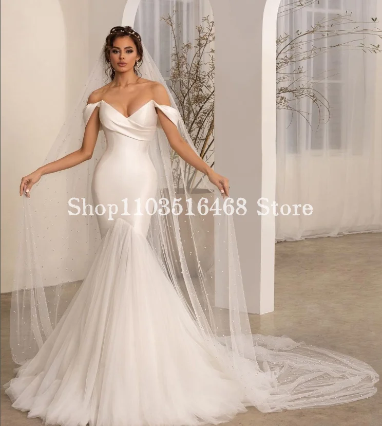 Sexy Mermaid Wedding 2024 For Women Sexy Sweetheart Neck Strapless Satin Lace Mermaid Customised Bridal Long Dresses