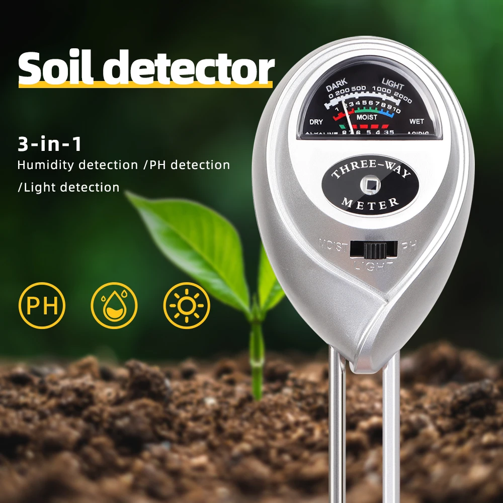 3 in 1 Soil PH Meter Sunlight PH Humidity Tester Soil Moisture Sensor Meter Acidity Monitor Detector For Garden Flowers Plants