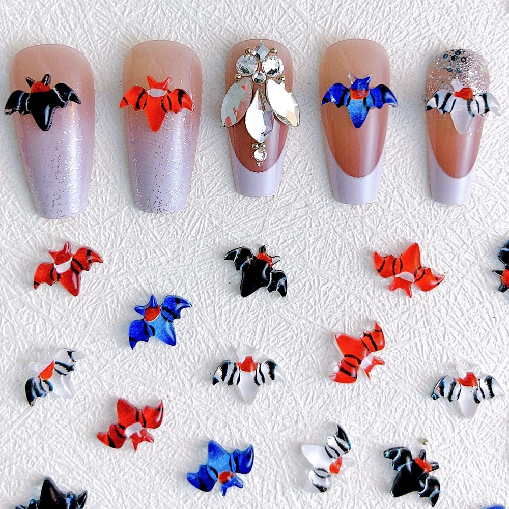 

30PCS 3D Acrylic Bat Nail Charms Accessories For Halloween nail art decoration Supplies Material Manicure Decor Design Parts