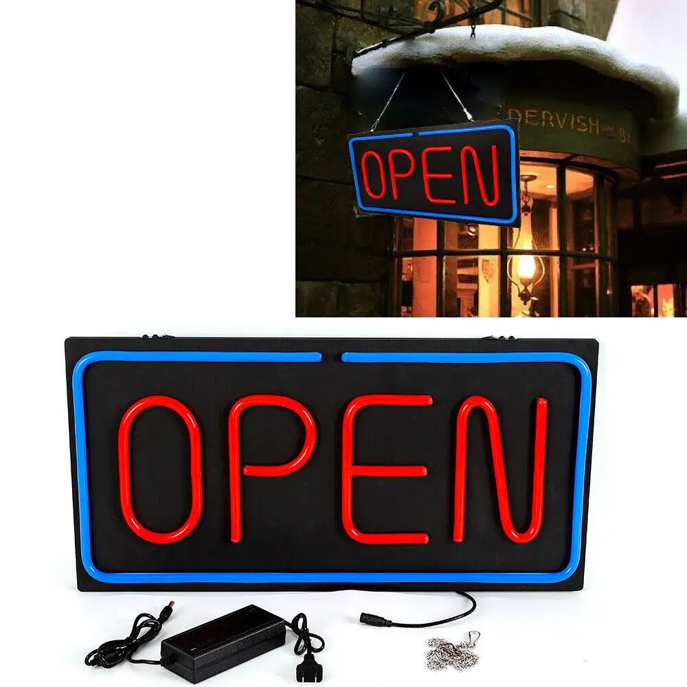 Neon Open Sign Big Horizontal Opensign Restaurant Business Bar Bright Lamp