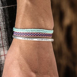 Trendy Gift Handmade Braided Rope 925 Tibetan Silver C-Bracelet 3set Femme Men Beach Surfer Minimalist Temperament Jewelry Gifts