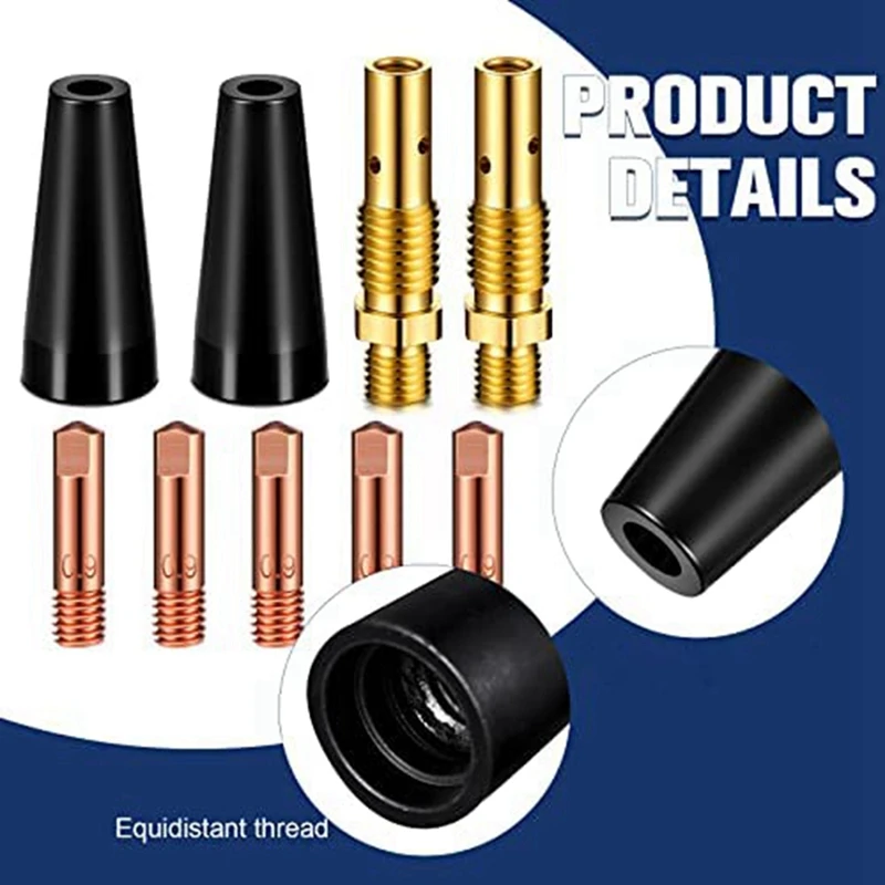 48Pcs Flux Core Gasless Nozzle Tips Kit KP1939-1 Flux Welder Contact Tips Gasless Nozzle Gas Diffusers