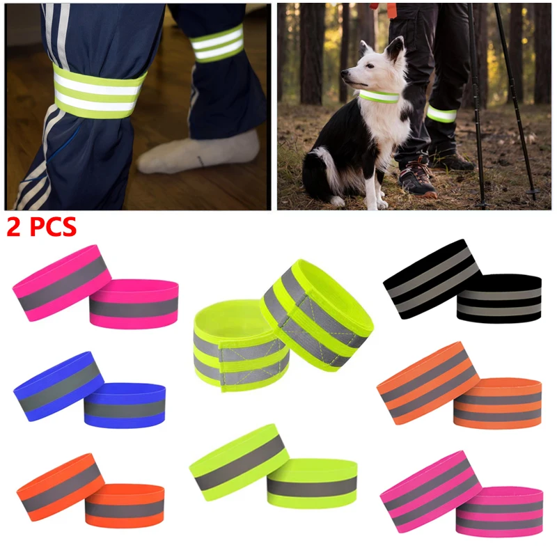 2PCS Reflective Band For Wrist Arm Ankle Leg Night Running Cycling Walking Safety Reflector Tape High Visible Night Safety Gear