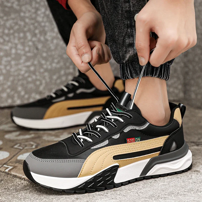 

Mens Casual Sneakers Comfortable Soft Bottom Male Trainers Fashion Classic Non-slip Lace-up Tennis Shoes Sport Shoes Man Leather