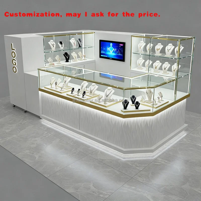 custom.Display Cabinet Tempered Standing Glass All Glass 3.layer showcase Jewelry Fashion Jewelry Cabinet Store