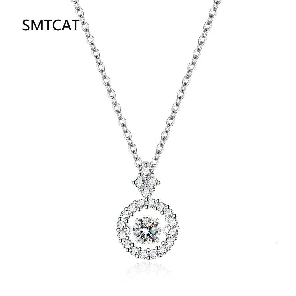 1 CT Moissanite Pendant For Women Simulated Diamond Necklace S925 Sterling Silver Jewelry Girl Valentine's Day Gift
