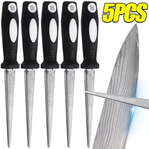 Diamond Sharpening Stone Knife Sharpener Double Sided Flat Curved Design Easy Grip Handle Effective Polishing Kitchen Grind Tool