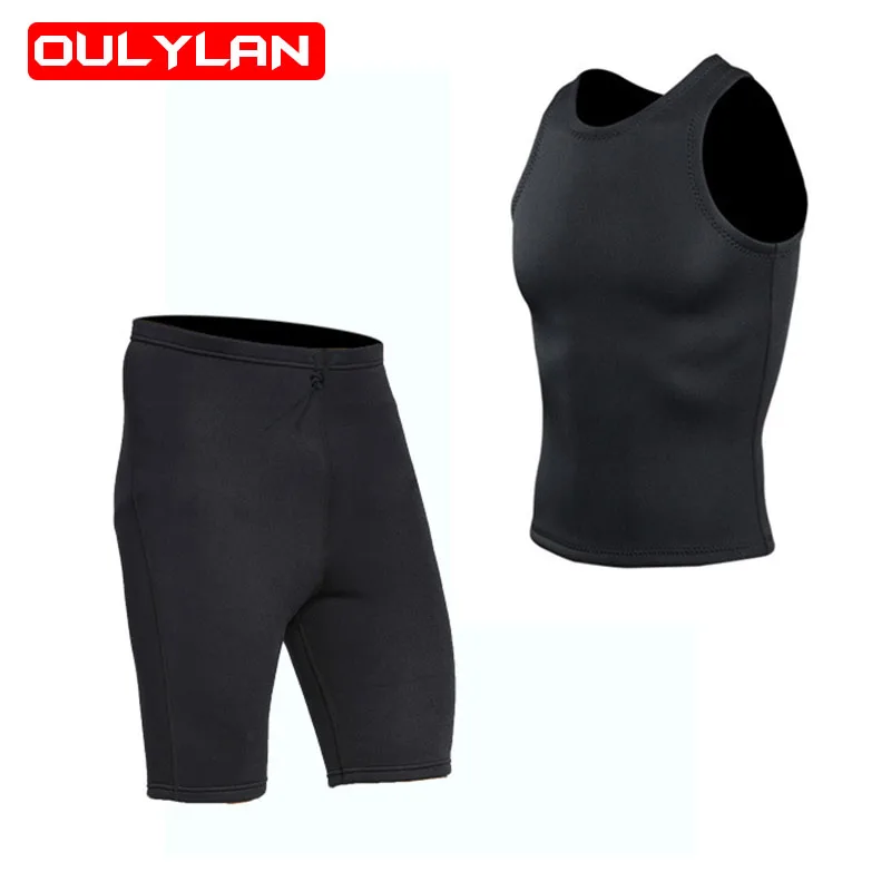 Oulylan Jacket 3MM Neoprene Wetsuit Vest Sleeveless Split Diving Shorts Wetsuit Beach Shirt For Men Surfing Diving Suit Pants