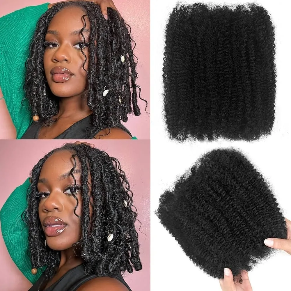 

100% Human Hair Afro Kinky Bulk Hair 10-20 Inch Natural Black Soft 50g/Pack Dyeable Bleachable for Braiding Dreadlocks Twists