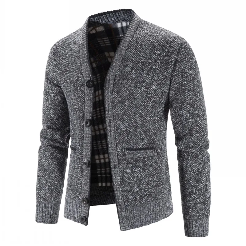 Cárdigan con cuello en V para hombre, chaqueta gruesa y cálida, informal, ajustada, talla 3XL, Invierno