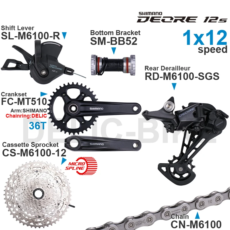 SHIMANO DEORE M6100 12 Speed Groupset Shifter Rear Cassette Sprocket Chain CRANKSET 1x12-speed Bottom Bracket parts for MTB bike