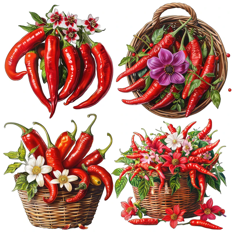 Three Ratels CO99 Bright red chili cartoon PVC stickers for home decoration Refrigerator sticker