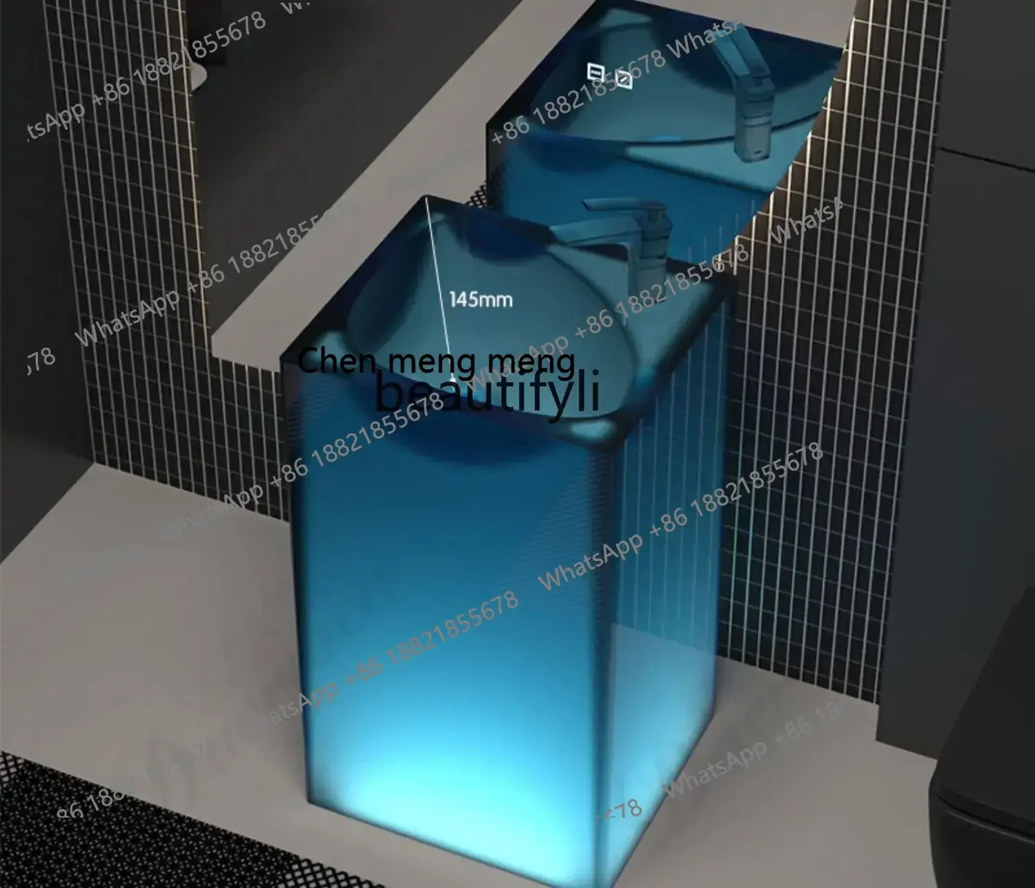 D178  Column basin integrated floor wash basin transparent resin color wash basin, custom basin
