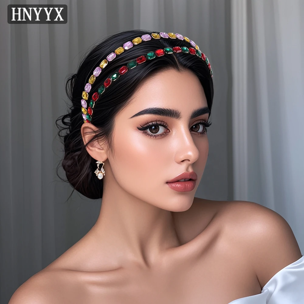 

HNYYX Double Layer Rhinestone Headband Simple Fashion Headpiece Color And Cute Headdress Daily Casual Hair Accessories A329