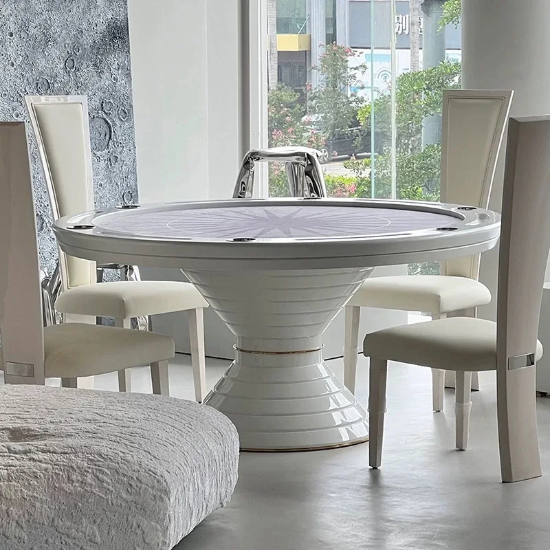 Italian Solid Wood Poker Table, High-End Lacquer, 8-10 Player Design, Texas Holdem, Card Game Table