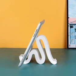 Concrete Mobile Phone Stand Silicone Mold Curved Design Cement Office Decoration phone I pad Support silicon mold