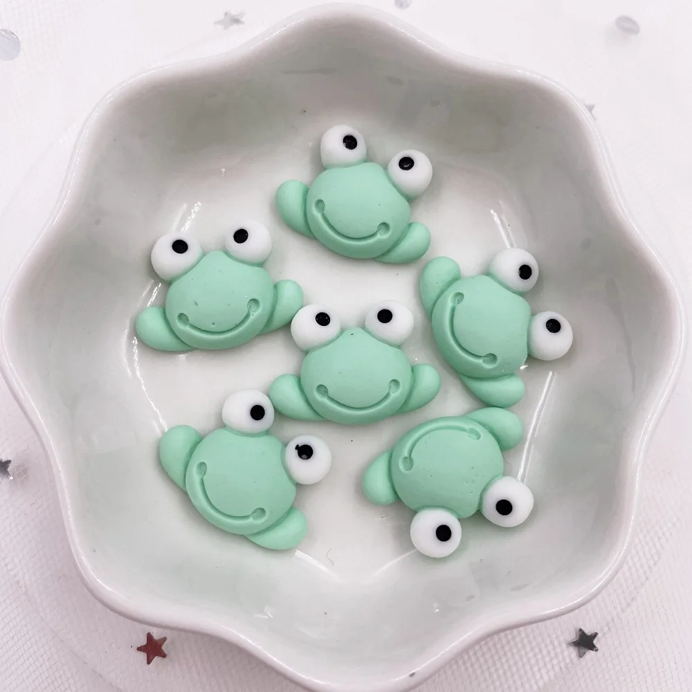 Hand drawn Resin Kawaii Colorful 3D Green Frog Flatback Cabochon Stone 12PCS Scrapbook DIY Decor Home Figurine Accessories Craft