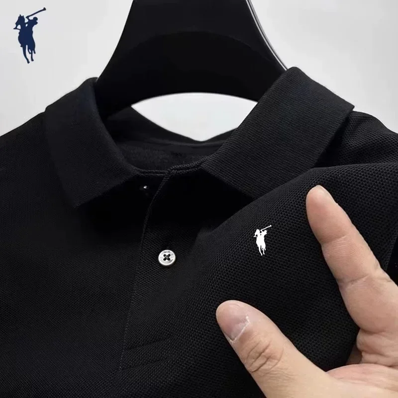 Men's Short-Sleeved Polo Shirt, a Product from a Top Designer Brand, a Delicate Horse-Patterned Short-Sleeved T-Shirt, Fashionab