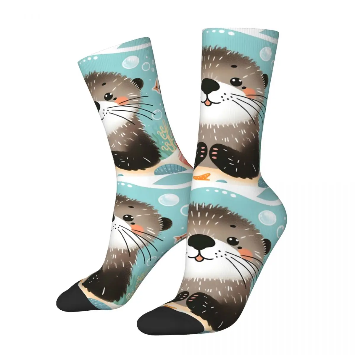 Happy Vintage Sea Otter Crazy Men's Socks Unisex Harajuku Seamless Printed Novelty Crew Sock Boys Gift