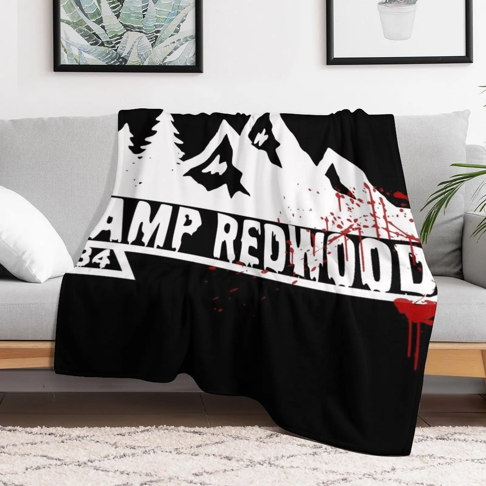 Camp Redwood White Throw Blanket Decorative Beds Flannel warm for winter Blankets