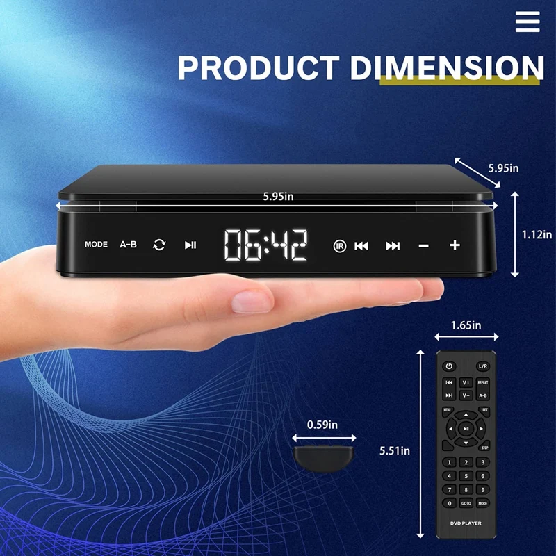 HD DVD/VCD Player Multifunctional Player 1080P Mini Anti-Skip DVD Player With Remote Control