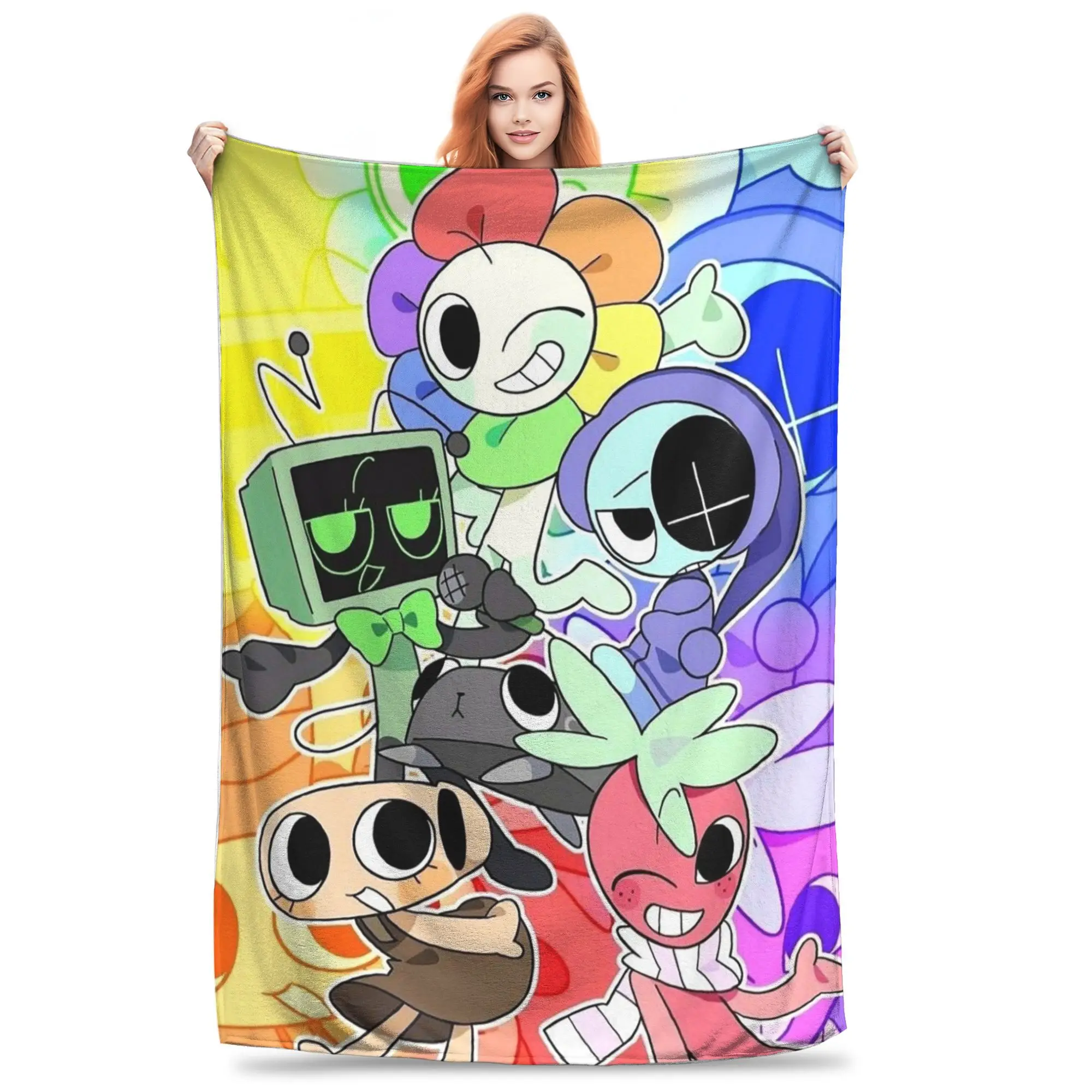 Flannel Throw Blanket Mr Fun Computer - Incredibox Sprunki Music-Mixing Game Blankets Soft for Bed Living room Home Travel Couch