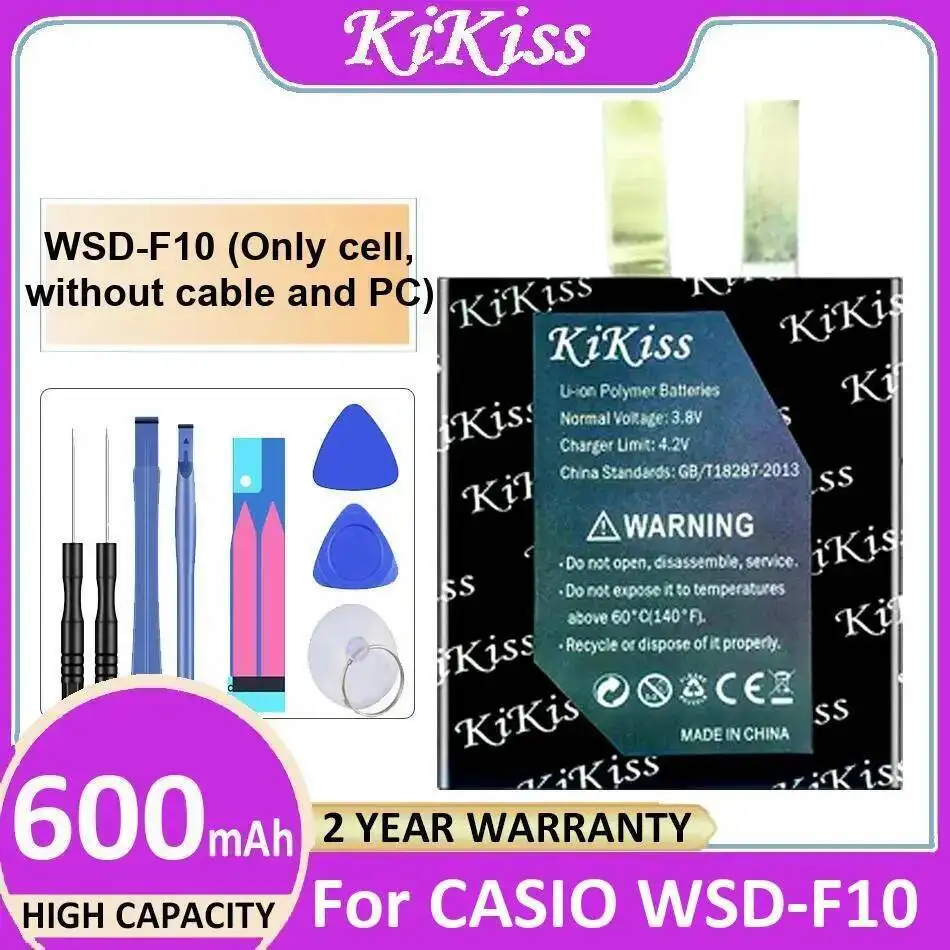 

Замена батареи для умных часов премиум-класса для Casio Wsd-F10, только ячейка, без кабеля и ПК, высокая емкость 600 мАч