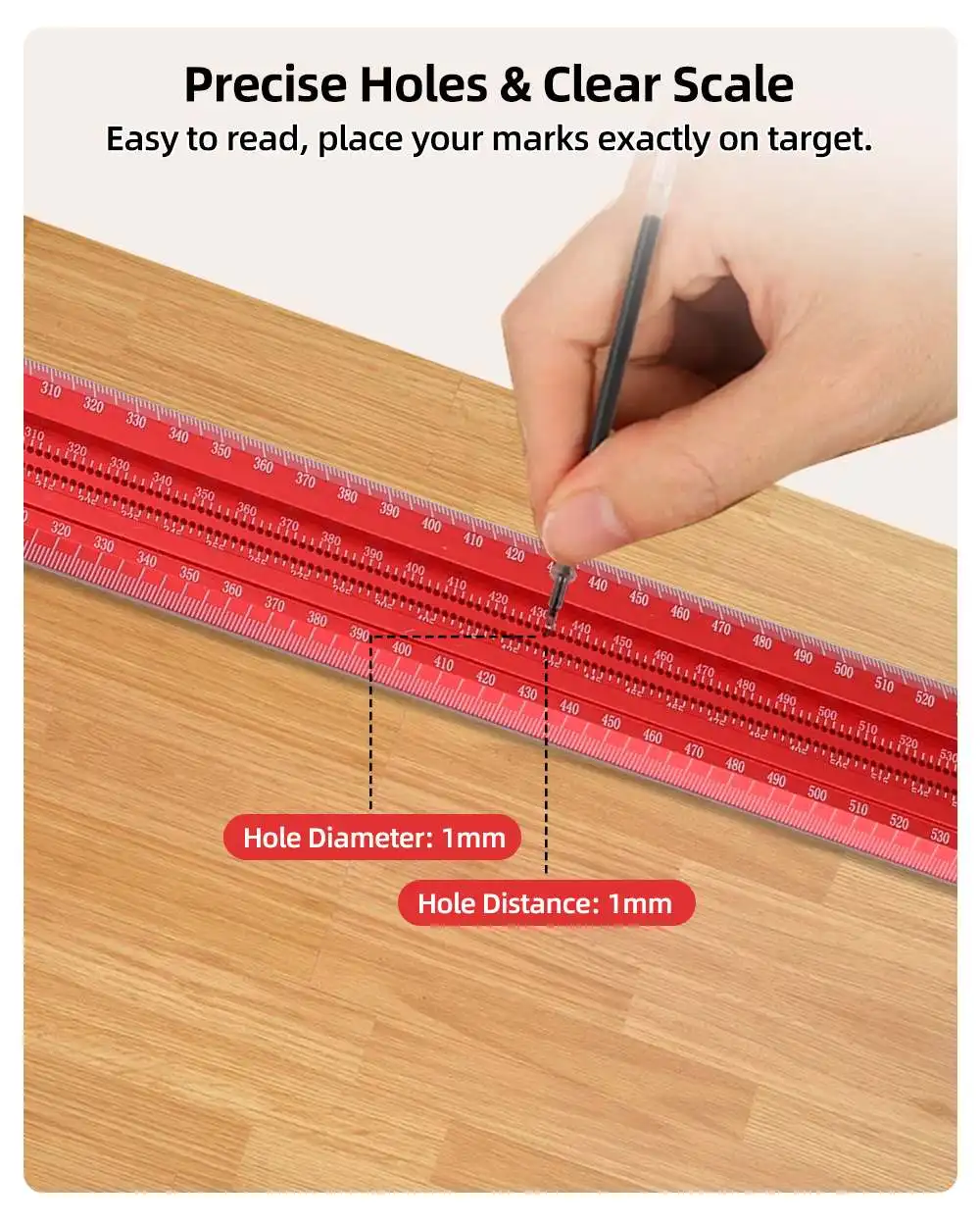 Woodworking T-type Scribe Square Ruler Hole Scribing Ruler 300-1000mm Drawing Marking Gauge Crossed-out Measuring Carpenter Tool