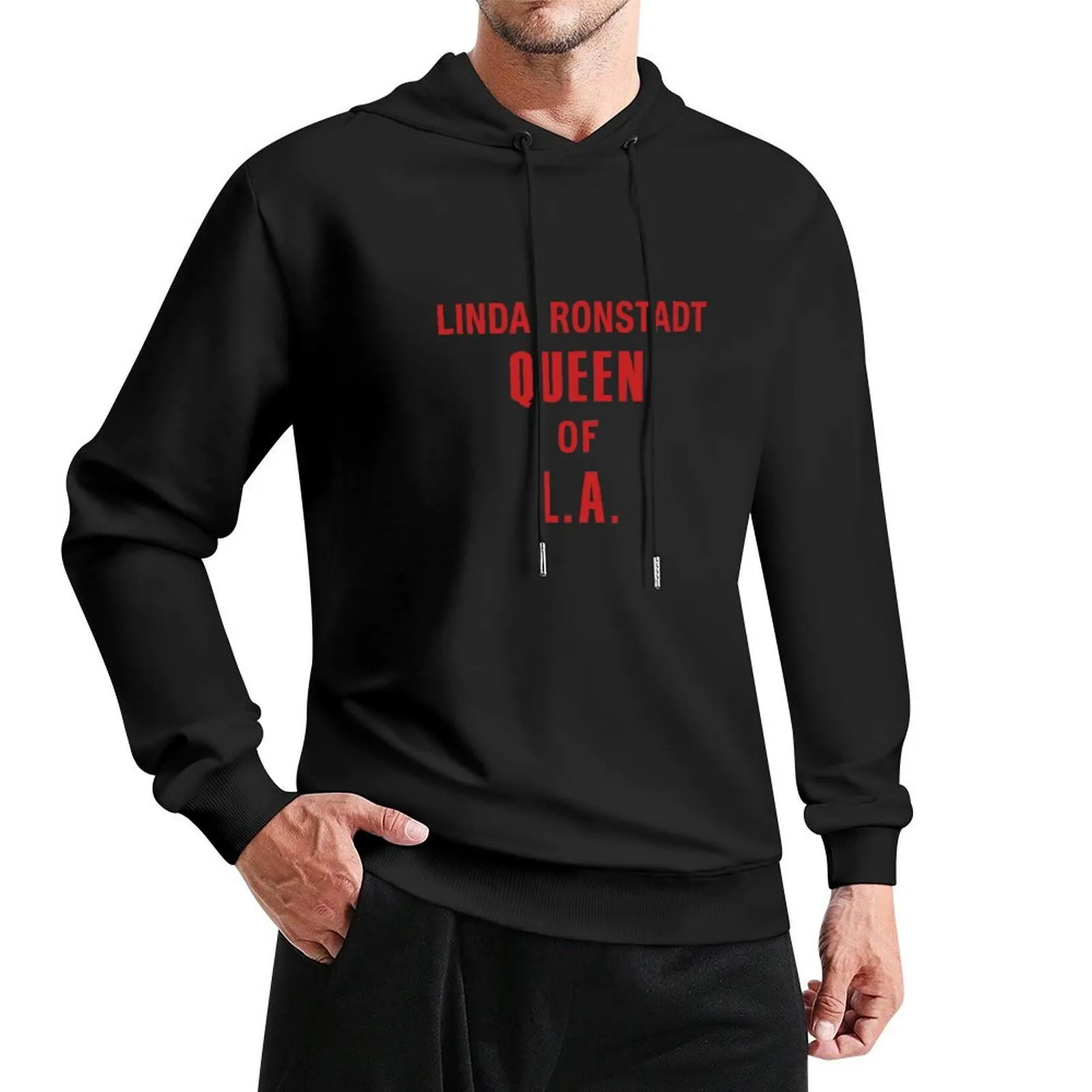 

Linda Ronstadt Queen of L.A - Laurel Canyon, Jagger, 1970's folk & rock - red print Pullover Hoodie men clothing autumn hoodie