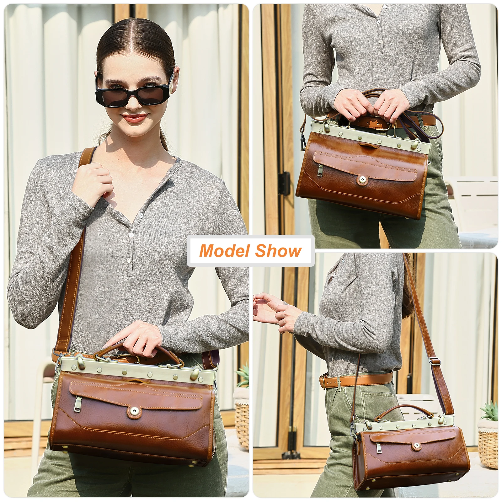 กระเป๋าถือหนังแท้ CONTACT'S สำ - Structured Handbag Top Handle บทวิจารณ์และราคา