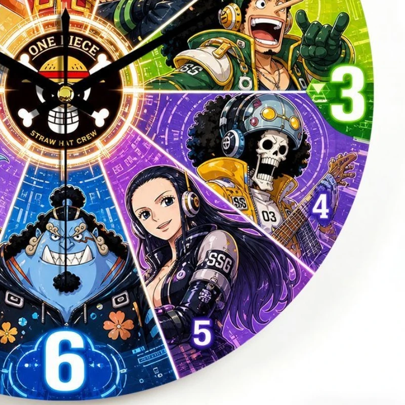 One Piece Monkey D. Luffy Nami Sanji Cartoon Niedliche Uhr für Wohnzimmer Esszimmer Schlafzimmer Wanddekoration Hängeuhr – Detail 3