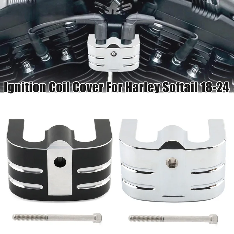 Motorcycle Ignition Coil Cover Black Silver/Chrome Caps For Harley Softail Breakout FXBR Street Bob 114 FXBBS 2018 2019-2024