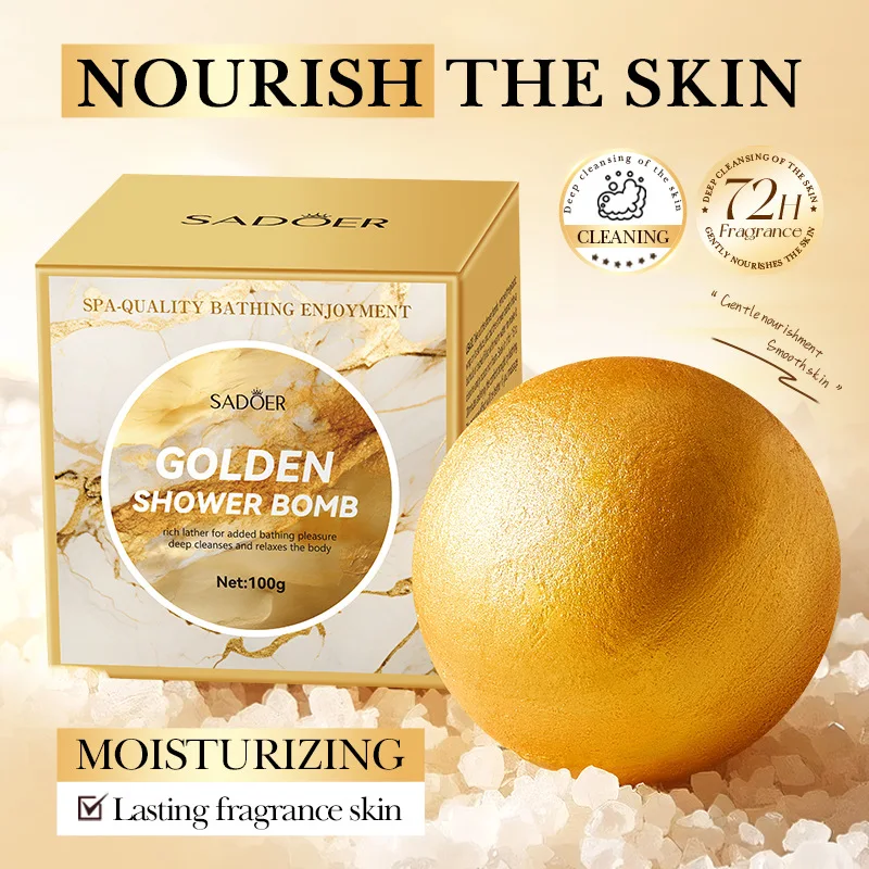 

Gold Bath Salt Ball 100g (Sinking Ball) Deep Cleansing Body Bath Salt Ball for Relaxation and Skin Care