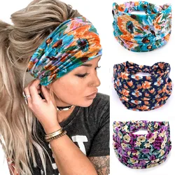 Bohemia Floral Ampla Algodão Stretch Mulheres Headband Headpiece Acessórios para Cabelo Turbante Bandagem Bandas De Cabelo Bandana Headwear