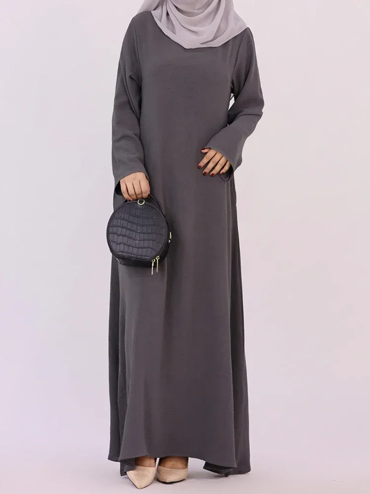 Colorful Under Abaya Dress for Women Crepe Abayas Muslim Dresses Dubai Turkey Ramadan Eid Islamic Modest Clothes Kaftan Robe