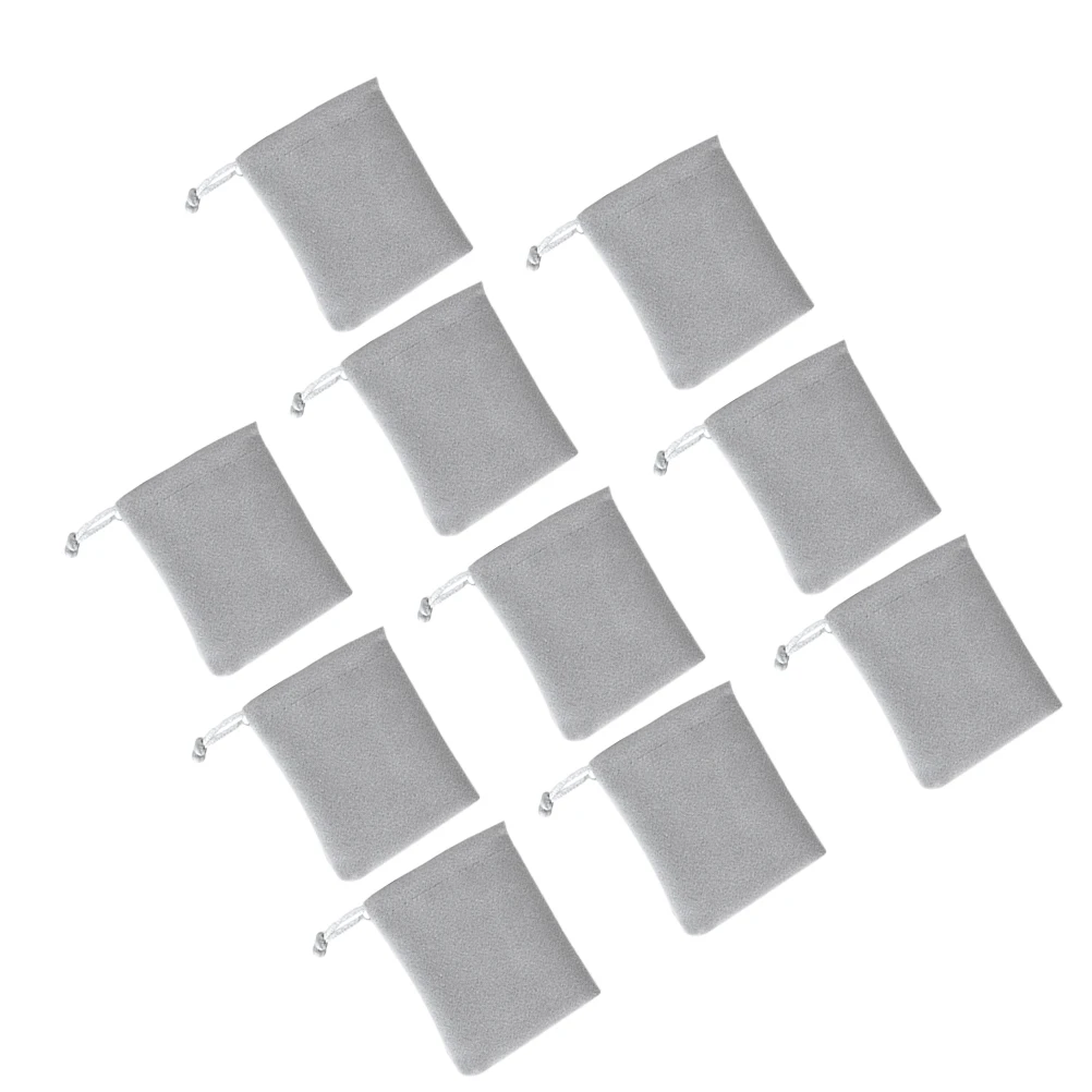 

10Pcs Jewelry Storage Bags Flannelette Drawstring Pouches Small Gray Elegant Gift Bags for Rings Bracelets Birthday Wedding