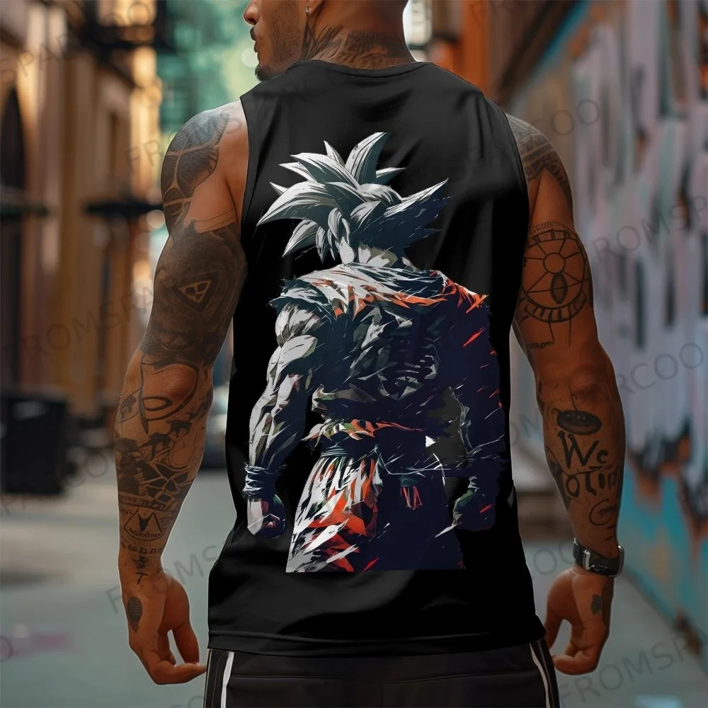 Dragon Ball Anime Goku Peripheral Printed Tank Top Men's Sports and Leisure Loose Summer Fashion Cotton Tank Top view 5